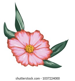 Pink Flower in Painting Vector Illustration.