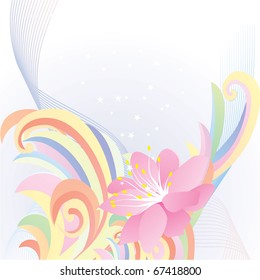 pink flower pastel curve
