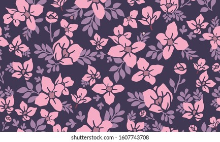 Pink flower pattern background for valentine, with leaf flower decor.