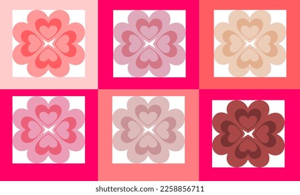 pink flower pattern on pink block background