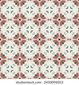 Pink flower pattern on the light brown color background