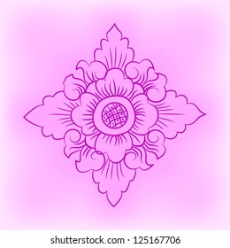 Pink flower pattern in traditional Thai style art painting.EPS10