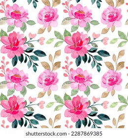 Pink flower pattern with watercolor for background, fabric, textile, fashion, wallpaper, wedding, banner, sticker, decoration etc.
