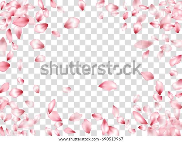 Pink Flower Petal Confetti Vector Rectangular 스톡 벡터(로열티 프리) 690519967