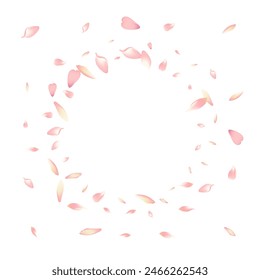 Pink Flower Petal Vector White Background. Color Fly Apple Petal Texture. Rose Petal Soft Poster. Flying Sakura Petal Backdrop.