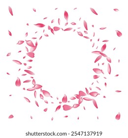 Pink Flower Petal Vector White Background. Purple Delicate Lotus Petal Illustration. Sakura Petal Floor Card. Aroma Peach Petal Product.