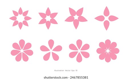 Vector de forma de pétalos de flores rosas, Elementos de diseño dibujados a mano, diseño plano moderno, aislado sobre fondo blanco, ilustración Vector EPS 10