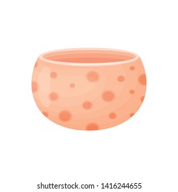 Pink flower pot in the form of a hemisphere. Vector illustration on white background.