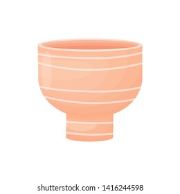 Pink flower pot on the leg. Vector illustration on white background.