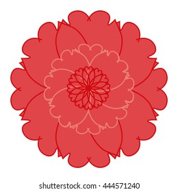 Pink flower with red stroke sign pattern on white background. Fashion design. Modern spring, summer stylish abstract. Template for prints decoration. Vector illustration.