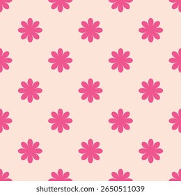 Pink flower repeat seamless vector pattern