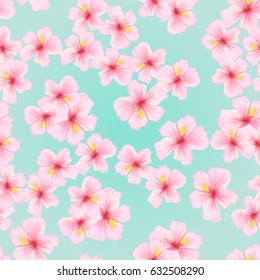 Pink flower, sakura seamless pattern. Japanese cherry blossom for fabric textile design. Texture for pillow, wrapping, tablecloth and other
