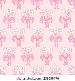Pink flower seamless pattern.
