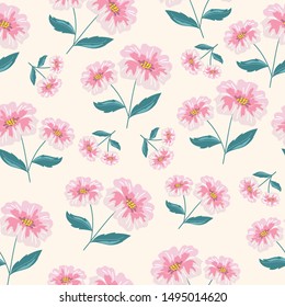 Pink flower seamless pattern background