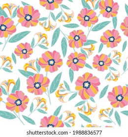 Pink flower seamless pattern background