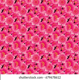 pink flower seamless pattern, Sakura background vector