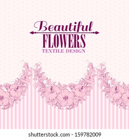 Pink flower seamless pattern. Vector illustration.