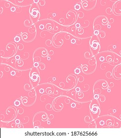 Pink  flower seamless pattern. Vector illustration.