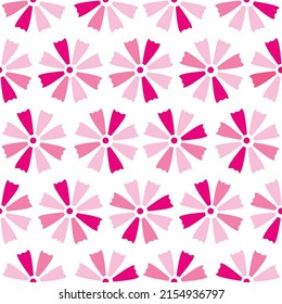 Pink flower seamless vector pattern isolated on white background. Floral graphic ornament wallpaper. Symmetrical summer nature backdrop. Template for print, design, banner or card.