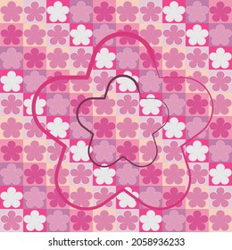 Pink flower shape seamless pattern design 