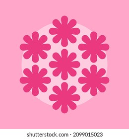 Pink flower sign. Simple flat illustration
