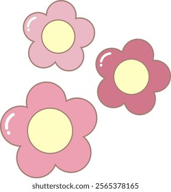 Pink Flower. Simple Cute Style Illustration.