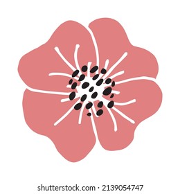 Pink flower with speckled stamens abstract floral logo