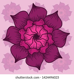 Pink Flower With Spirograph Decorative Style