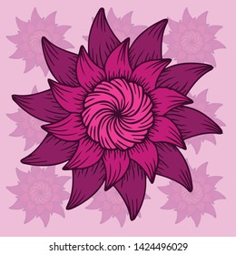 Pink Flower With Spirograph Decorative Style