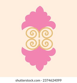 Pink flower from suzani carpet. Simple shape flower for decorating beautiful things.