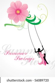 pink flower and swings vector