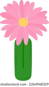 Pink flower in vase vector illustration