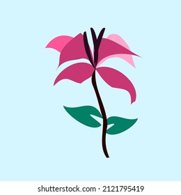 Pink flower vector. Fit for nature object, kids book drawing, etc.