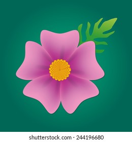 pink flower vector in green background, flower vector, pink flower, beautiful flower