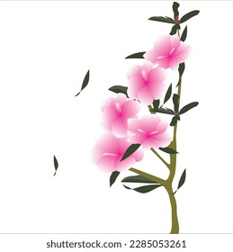 vector floral rosa con hoja verde