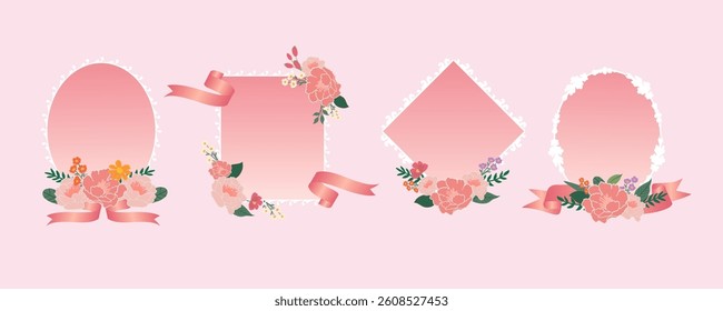 pink flower with white retro frame for mother's day
