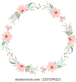 pink flower wreath arranged in a circle