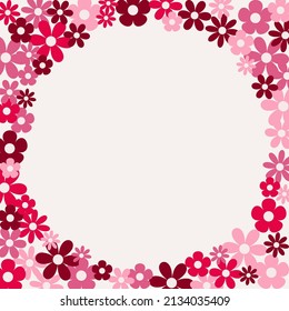 Pink flower wreath frame vector background for decoration on Valentine's day, wedding, garden and Beauty concept.