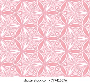 pink flowers arabesque pattern vector illustration. spring blossom eastern traditional ornament. geometric floral mandala seamless pattern background for fabric, wallpaper, paper, design texture.