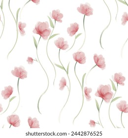 Pink flowers art pattern seamless texture on white background  vector