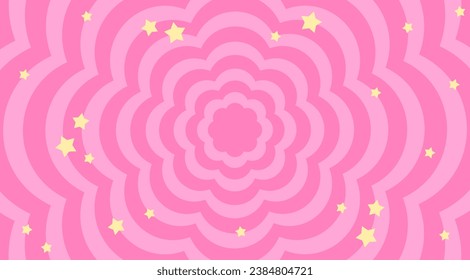 Pink flowers background in trendy retro 2000s design with stars. Abstract cute pink background. Abstract retro pink background. Decoration banner themed Lol surprise doll girlish style svg