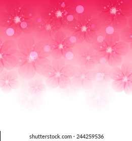 Pink flowers background, vector illustration