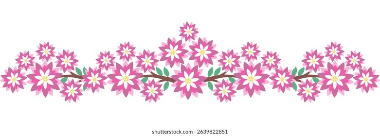 pink flowers blooming on a tree branch on transparent background,elements for decoration