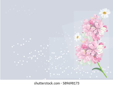 pink flowers bouquet  card design  for background