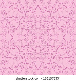 pink flowers branches seamless pattern, colorful design, vector illustration