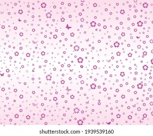 pink flowers and butterflies pattern art