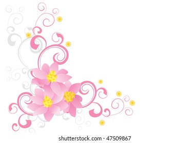 pink flowers curves vector decor