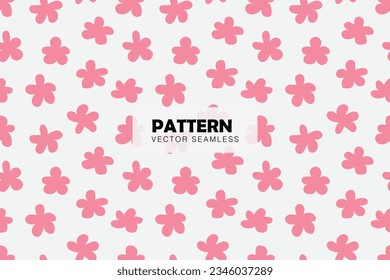 Pink flowers cute shapes seamless repeat pattern