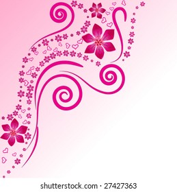 pink flowers with hearts
