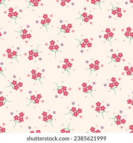 pink flowers and hearts seamless pattern design for textile, wrapping paper,stationary, cover, fabric, interior decor and others.